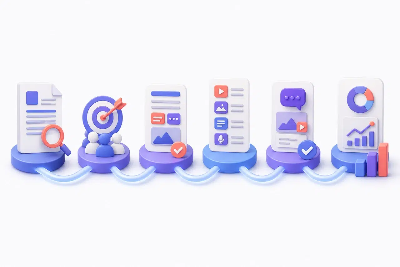 Simple content repurposing workflow from source selection and audience goals to review and measurement
