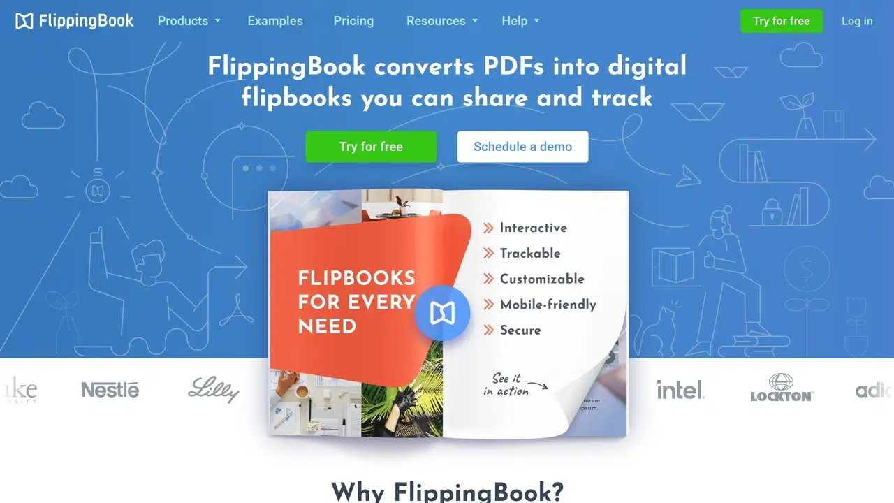 FlippingBook flipbook creator homepage with sample digital publication