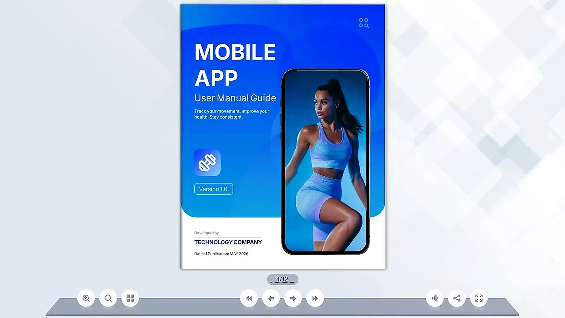 Mobile app user manual displayed in the official Recastia example