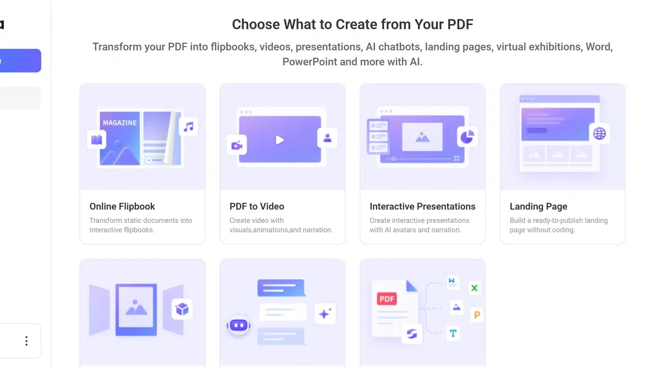 Recastia dashboard with PDF to Video creation option