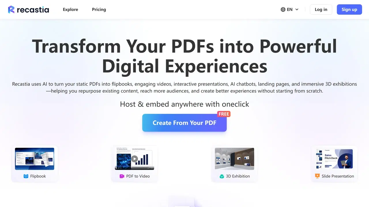 Recastia dashboard for turning a PDF into a narrated video
