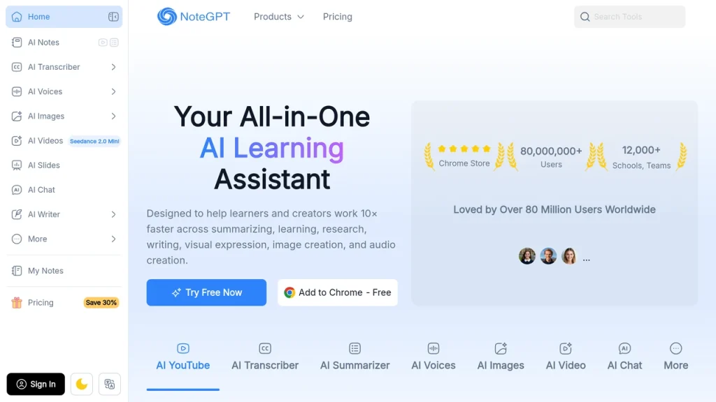 PDF to video free converter – NoteGPT homepage