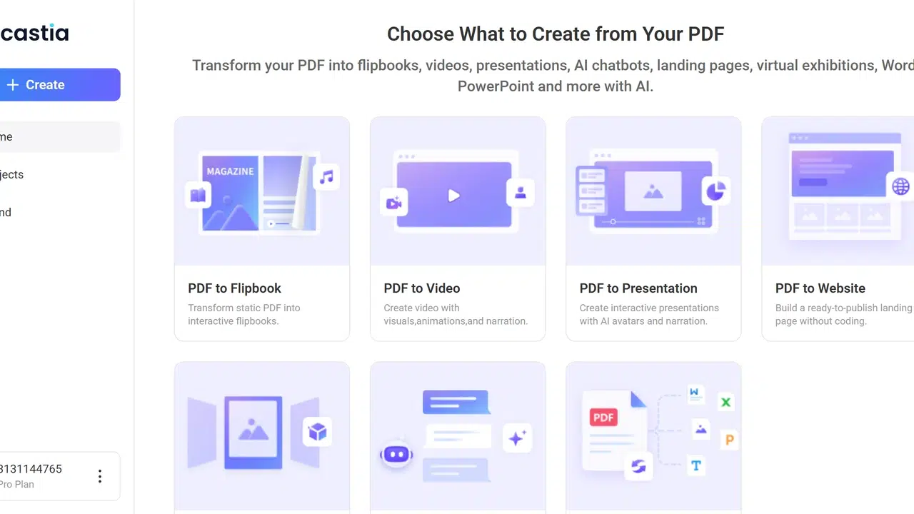 pdf to video presentation dashboard selection