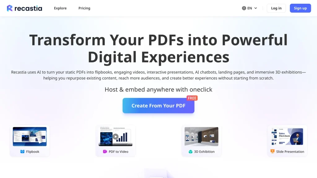 PDF to video converter – Recastia homepage