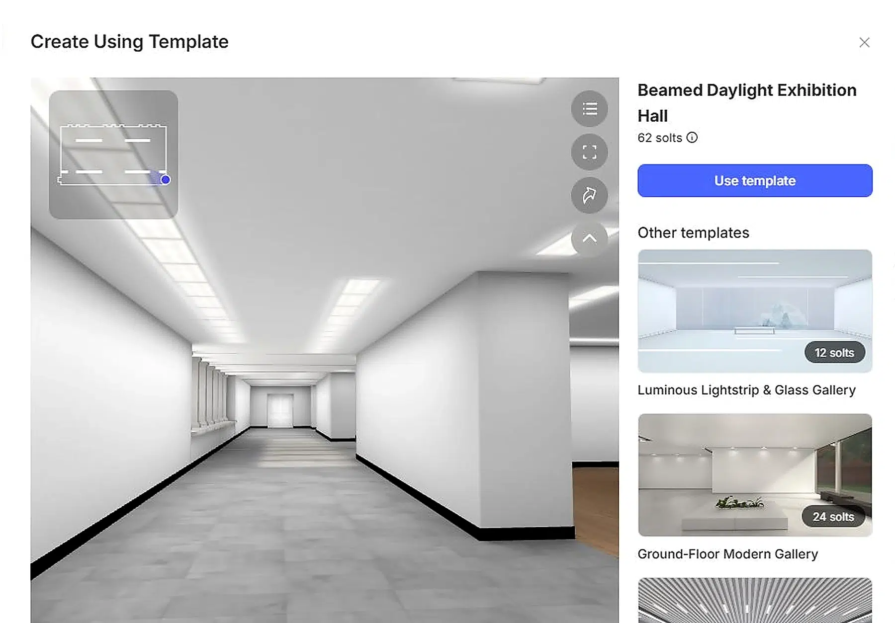 Recastia features for 3D Exhibition gallery templates and content slots