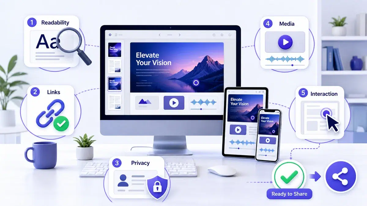 Recastia content review checking readability links privacy media and interaction before sharing