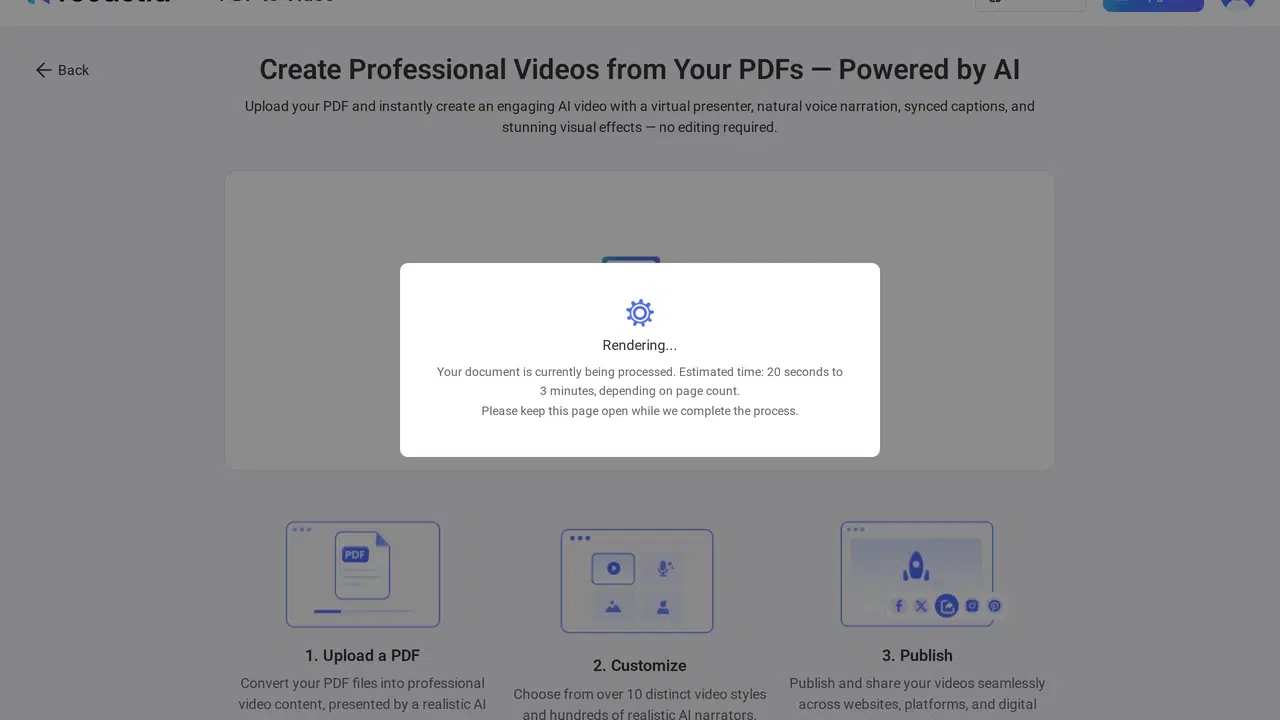 turn pdf into video with three Recastia generation modes