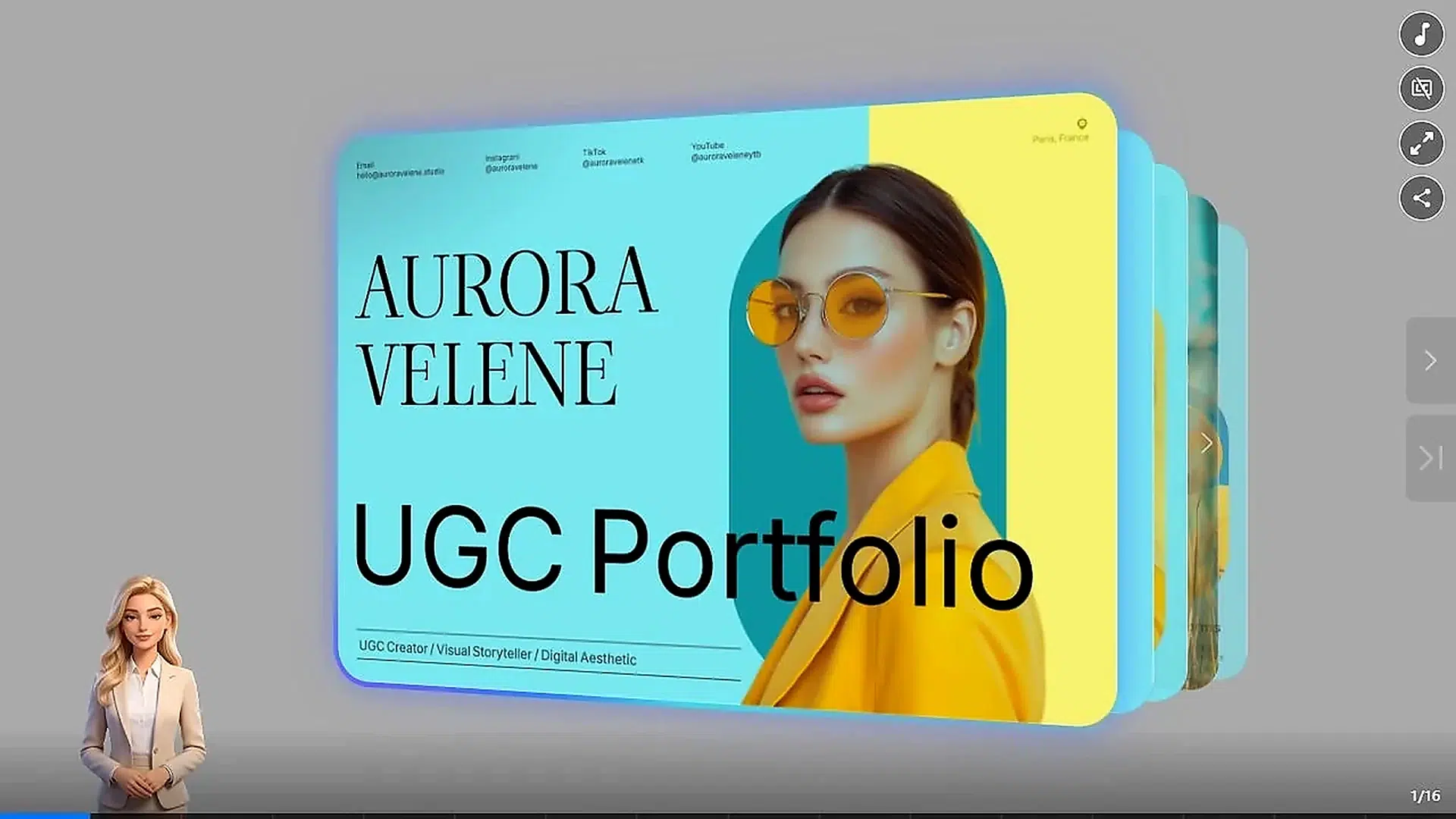UGC portfolio presentation displayed in the official Recastia example