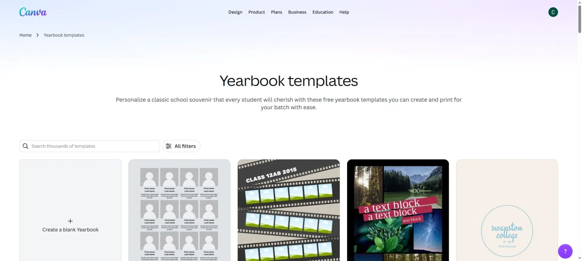 Canva yearbook template collection with school yearbook cover designs