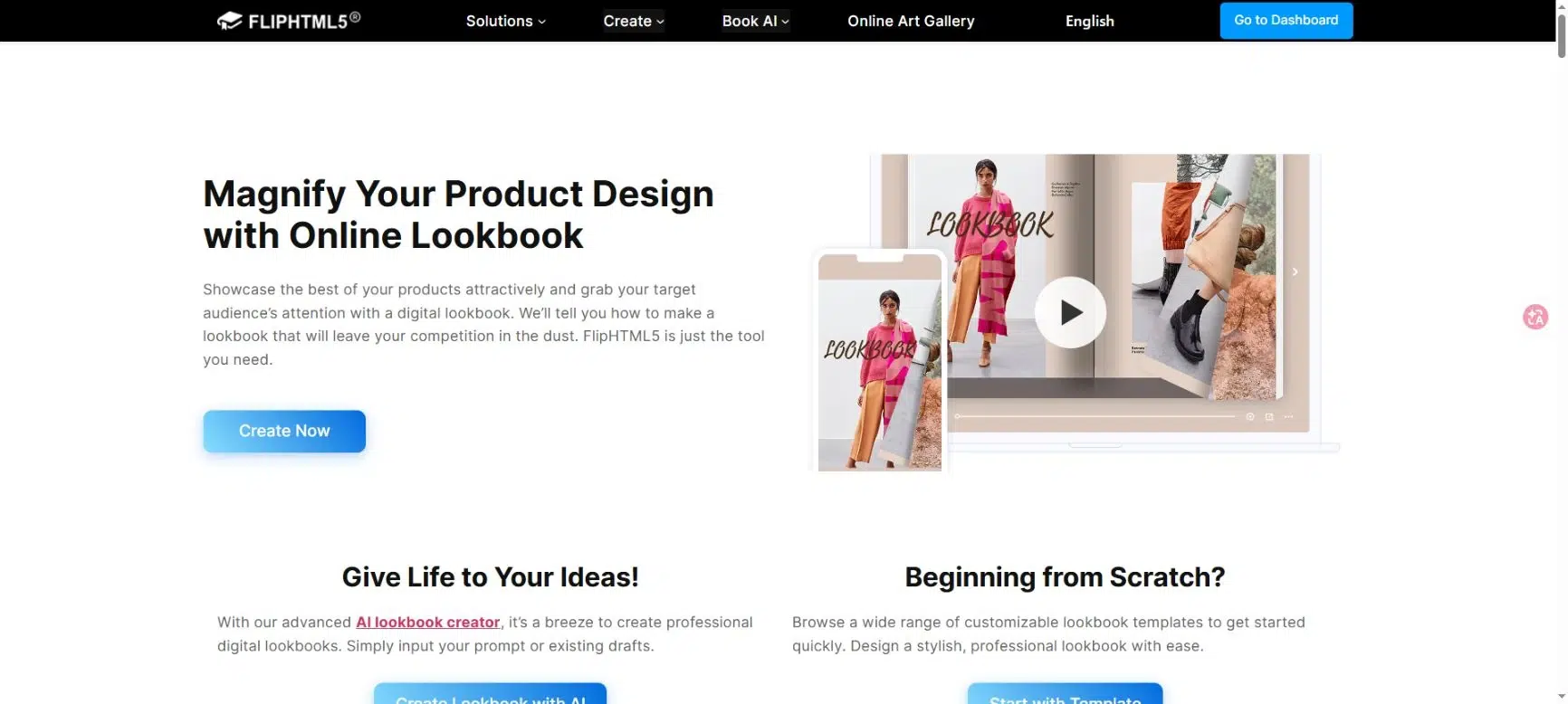 FlipHTML5 digital lookbook publishing page with fashion collection previews