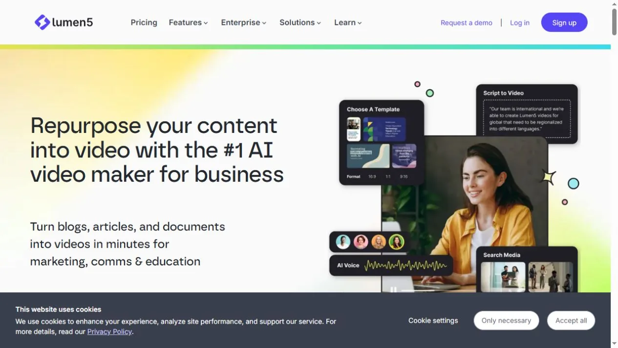Lumen5 text-to-video homepage