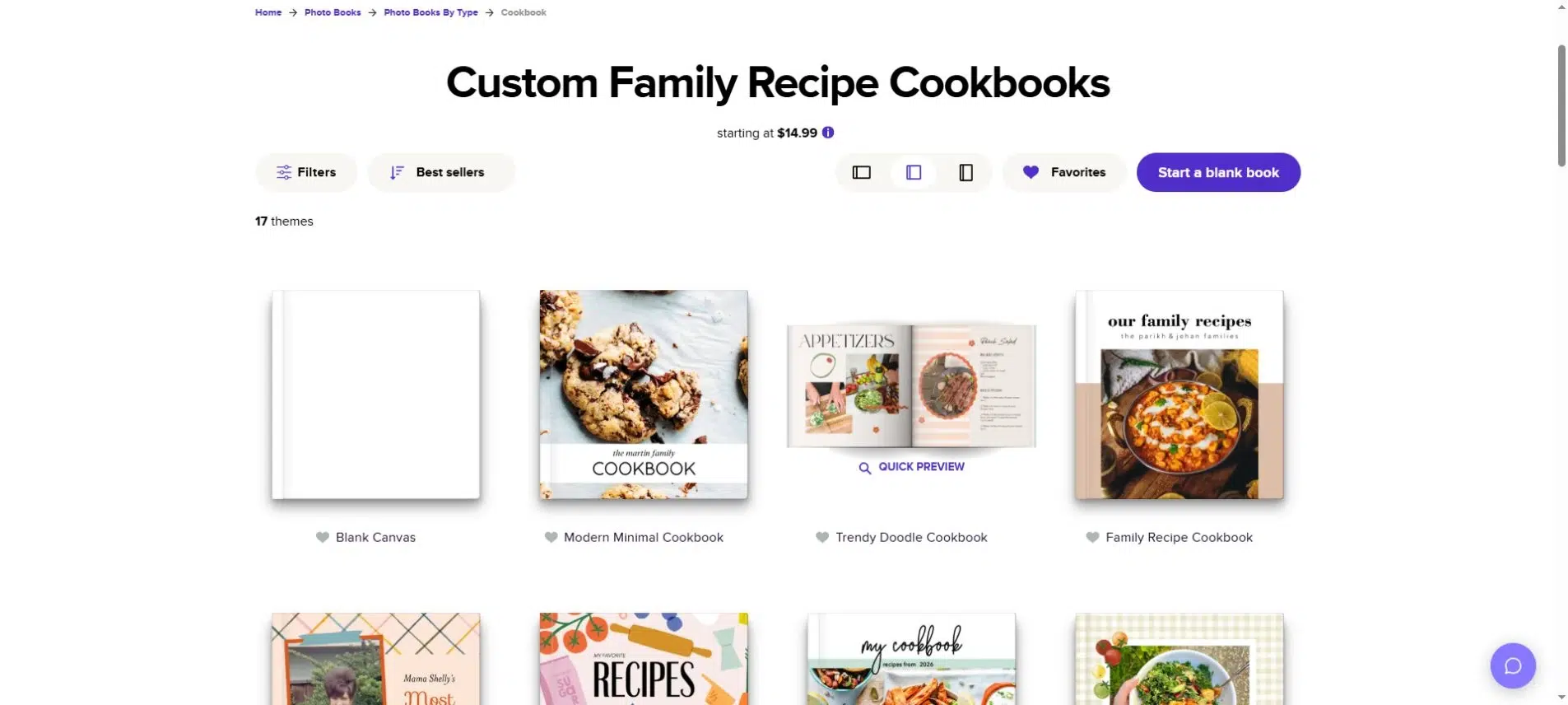 Mixbook custom family cookbook templates with recipe covers and page layouts