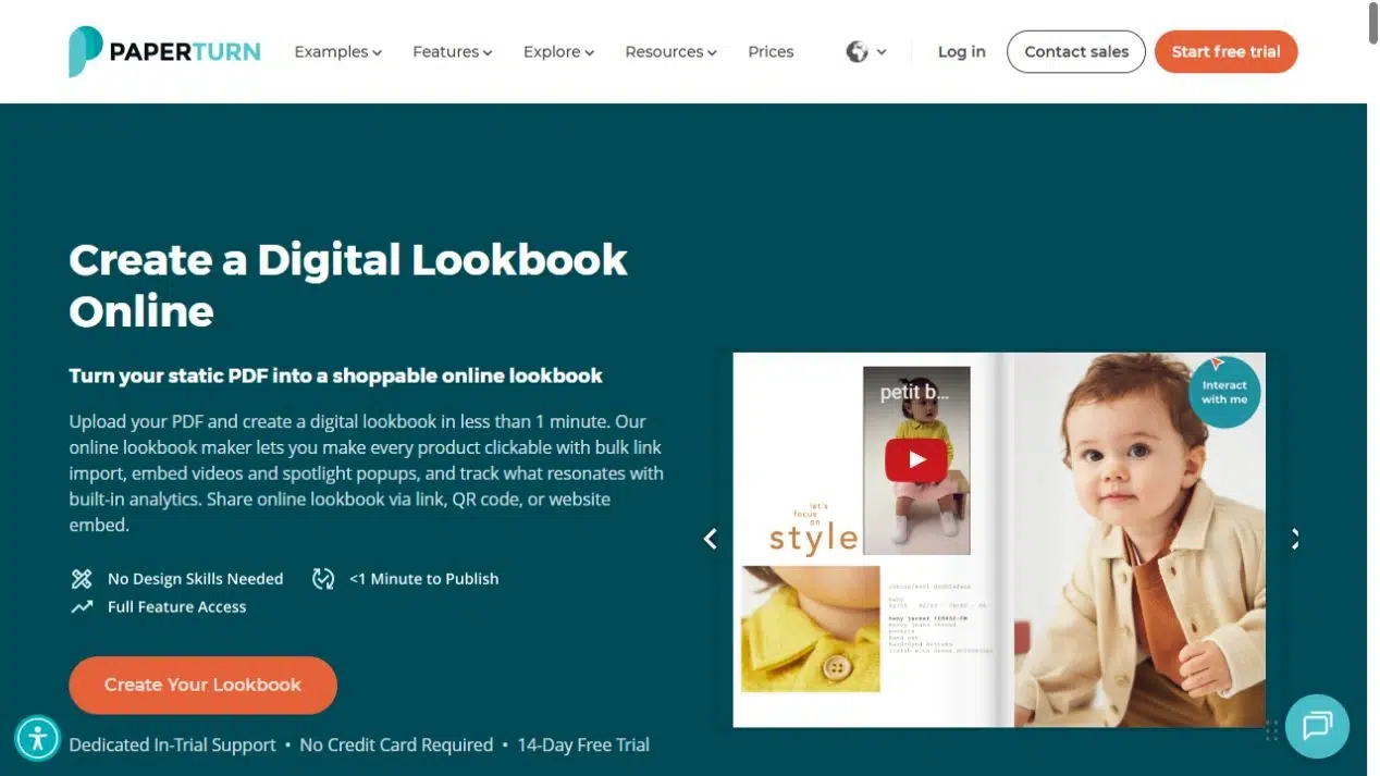 Paperturn digital lookbook maker page with a fashion publication preview