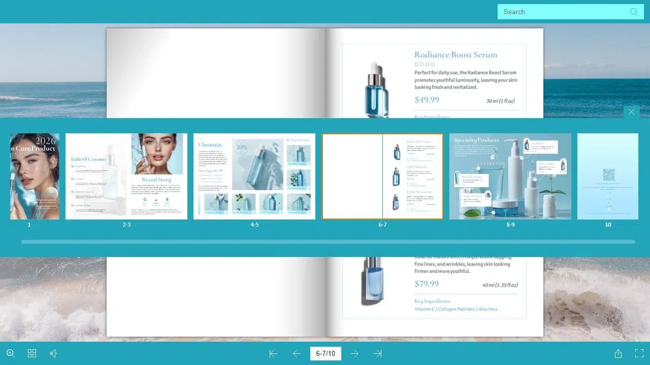 Page thumbnails in the Recastia flipbook reader