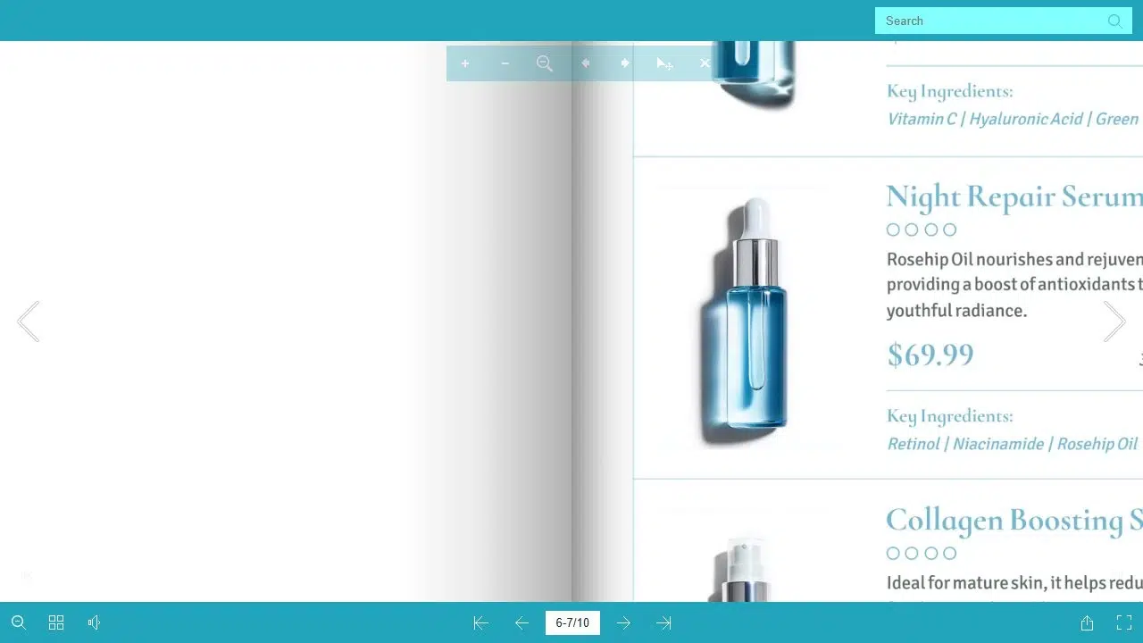 Enlarged catalog page in the Recastia flipbook reader