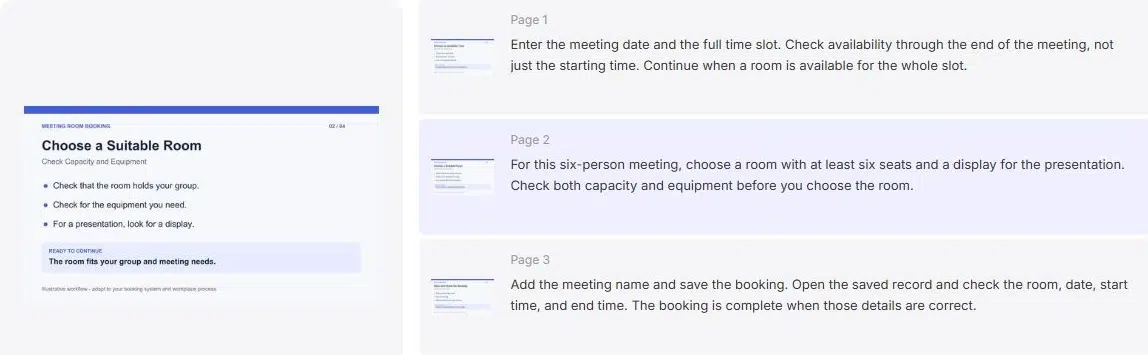Recastia Advanced Mode with the room-details page selected beside its matching narration