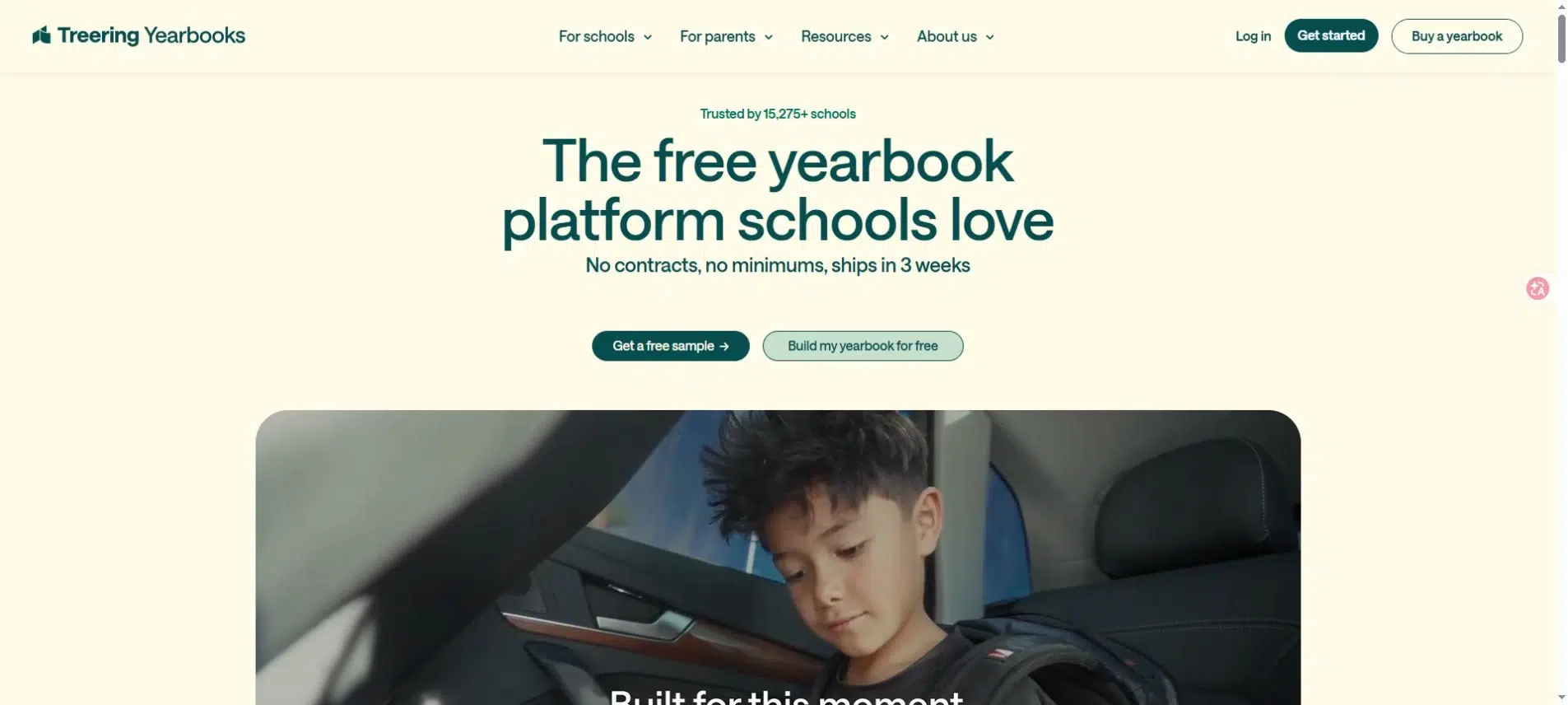 Treering school yearbook platform homepage