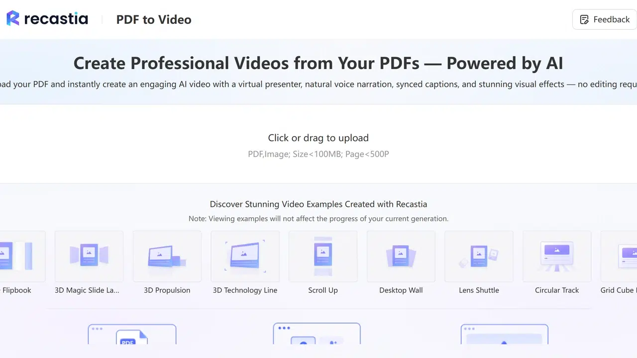 Upload PDF slides to Recastia
