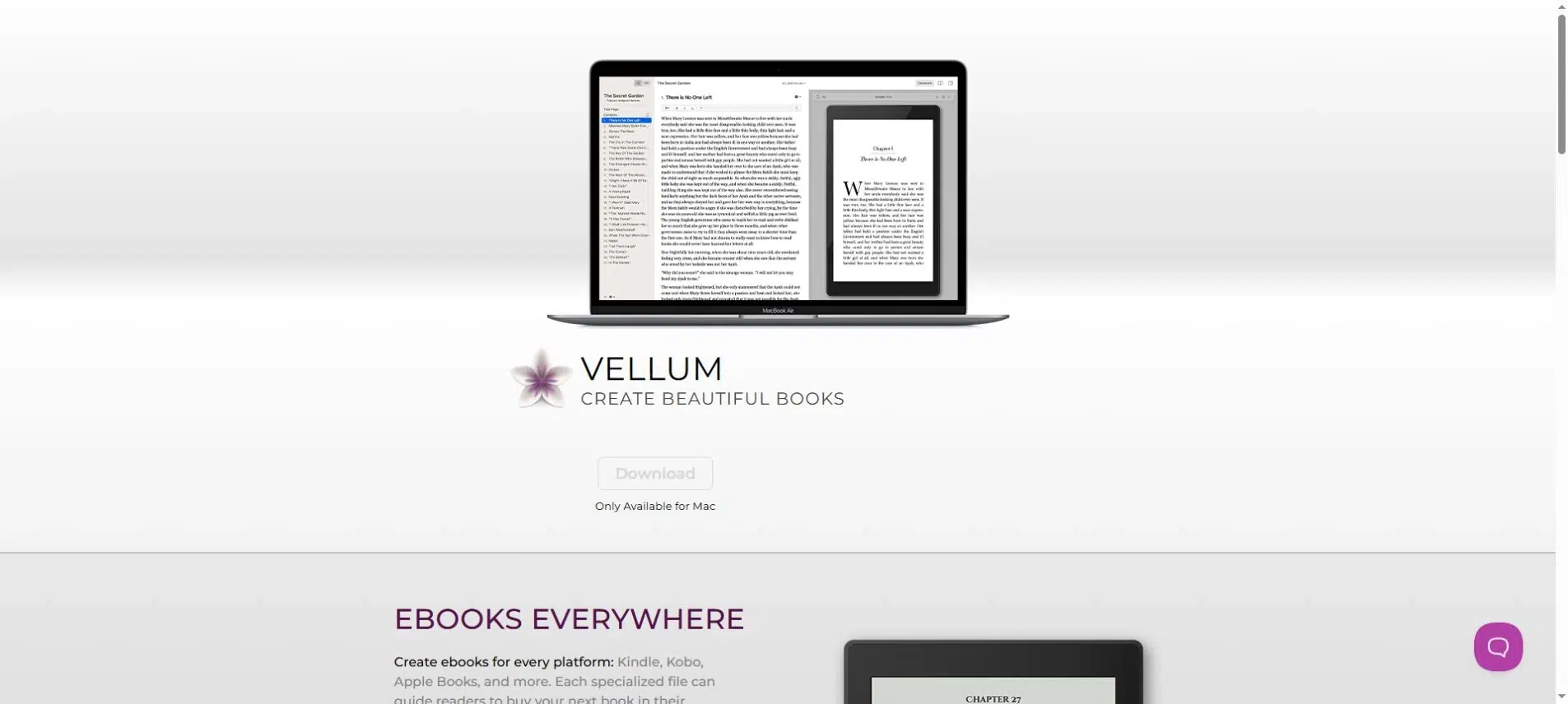 Vellum ebook formatting software displayed on a Mac laptop