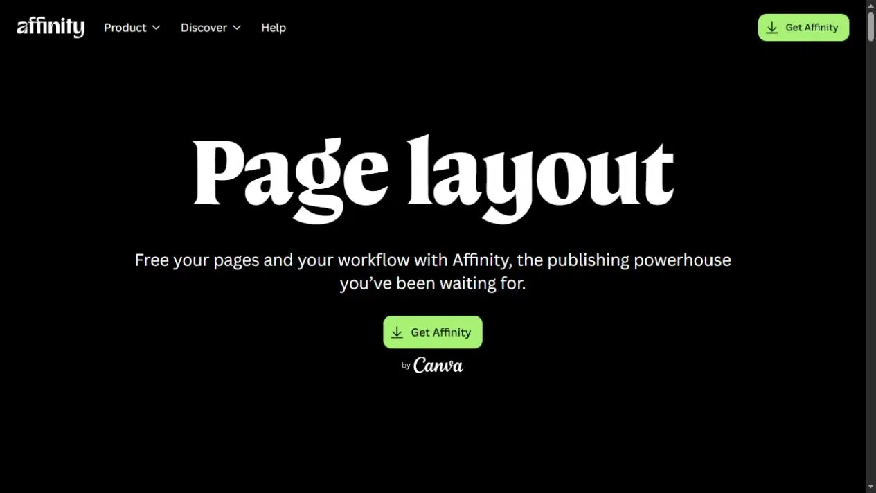 Affinity Layout Studio product page