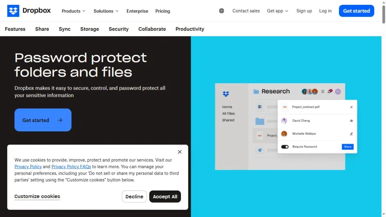 Dropbox shared links for online document delivery