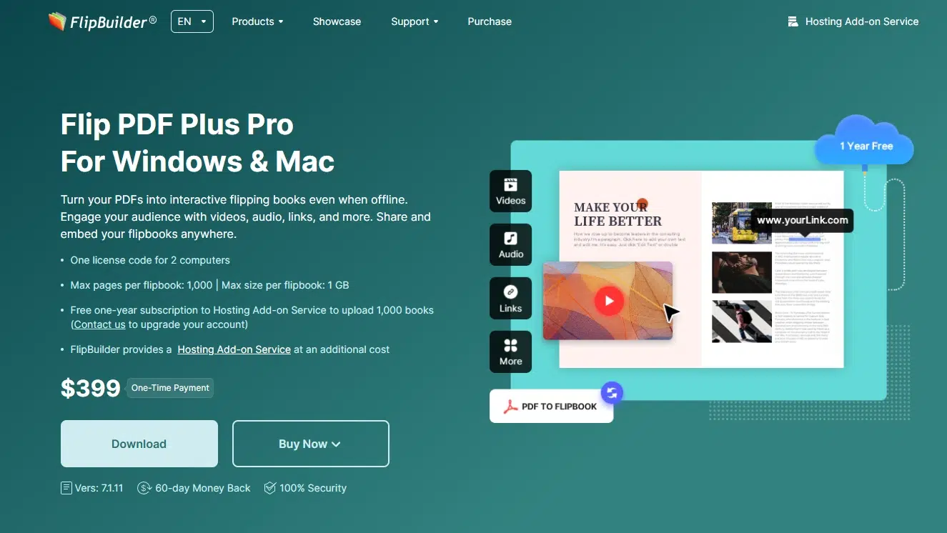 FlipBuilder Flip PDF Plus Pro desktop publishing product page