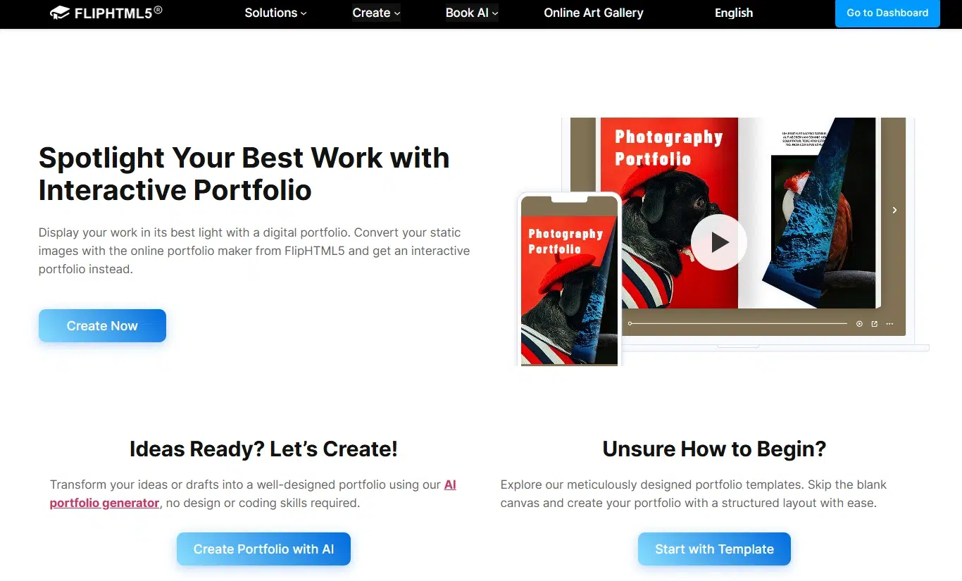 FlipHTML5 digital portfolio publishing page