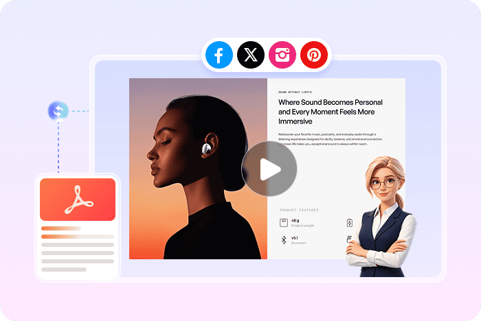 Create AI videos from PDF with avatar presenter